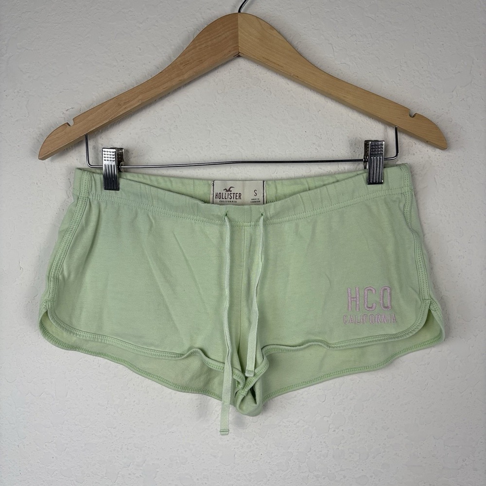 Y2k Hollister Size S Micro Shorts Low Rise Green Logo Booty 2000s Sweat Lounge